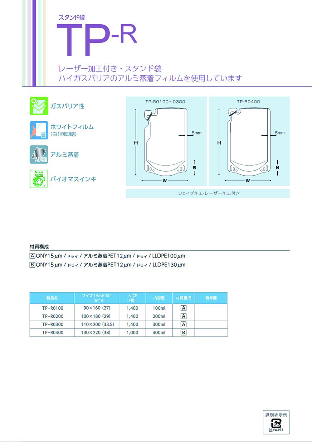 スタンド袋 TP-R