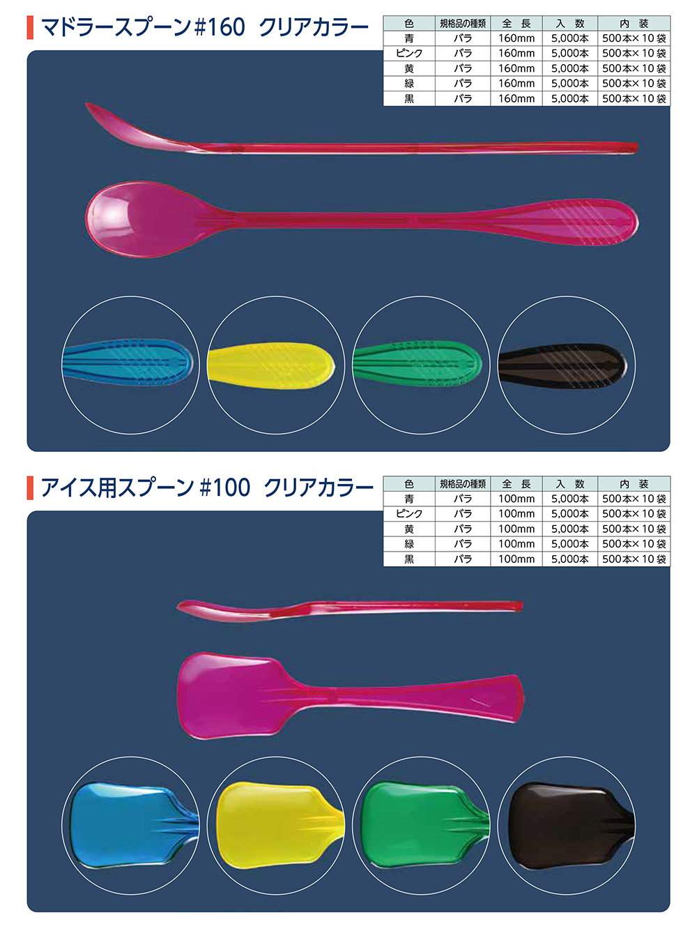 マドラースプーン・アイス用スプーン クリアカラー - 包装資材・食品